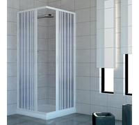 Pinto Cabine de douche Acquario 80x80 cm 2 portes, pliante PVC atoxique auto-extinguible Blanc/Fumé
