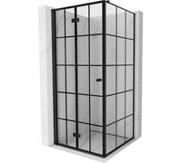 Cabine de douche pliante Mexen Mist-F T côté gauche 80 x 80 cm, grille noire, noir - 8A6T-080-080-70-77-L