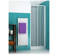 Cabine de douche Porte de douche en PVC, Niche avec ouverture latérale à soufflet, Blanc, Largeur 90 cm, Hauteur 170 cm
