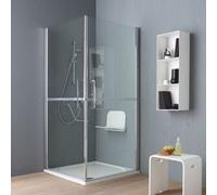 CABINE DE DOUCHE POUR HANDICAPÉES OU PERSONNES AGÉES 90x90 EN VERRE AVEC DOUBLE OUVERTURE BATTENTE