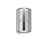 Vente-unique - Cabine de douche quart de cercle - Hauteur ajustable - L90 x l90 x H200/220 cm - Noir et blanc - ROVATA