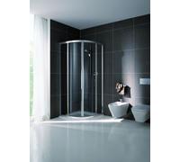 Cabine de douche quart de cercle Koralle avec 2 éléments coulissants et 2 panneaux fixes myDay VSF rayon 500 90/75 875-895x725-745x2000mm, VB233V1220AA1, Cabines de douche: Cadre : Argent mat, Verre :