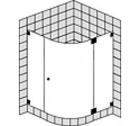 Cabine de douche quart de cercle sur mesure SPRINZ Omega avec porte, rayon 550mm, dimensions jusqu'à : 1000x1000x2000mm, O15.6CHM, Cabines de douche: Pièces de montage : Chrome, type verre : lumière c