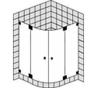 Cabine de douche quart de cercle sur mesure SPRINZ Omega avec portes battantes, rayon 550mm, dimensions jusqu'à : 1000x1000x2000mm, O25.6CH, Cabines de douche: Pièces de montage : Chrome, type verre :