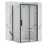 Cabine De Douche Rea Rapid Slide Paroi Et Porte De Douche Noir 140X80X195Cm