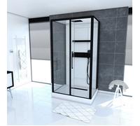 Cabine de douche rectangle 90x115x217cm extra blanc - profilés laqué noir mat - GHOST RECTANGLE