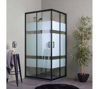 CABINE DE DOUCHE RECTANGULAIRE 70X100 NOIRE AVEC PAROIS SÉRIGRAPHIÉES CITY