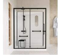 Cabine de douche noire sécurisée et accessible à tous 160x85x220cm - Mitigeur Thermostatique