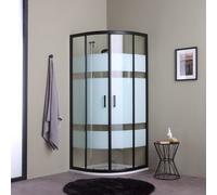 CABINE DE DOUCHE SEMI-CIRCULAIRE 80X80 VERRE SÉRIGRAPHIÉ CADRE NOIR MAT CITY