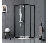 CABINE DE DOUCHE SEMI-CIRCULAIRE AVEC CRISTAL TRANSPARENT ET PROFIL NOIR MAT CITY