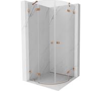 Cabine de douche semi-circulaire battante Mexen Lunar 80 x 80 cm, transparent, cuivre brossé - 833-080L-080P-65-00