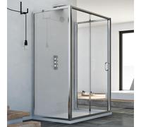 Idralite Cabine douche Replay Trio 3 parois verre 6 mm 120 cm porte coulissante Transparent