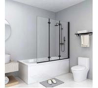 vidaXL Cabine de douche pliante 3 panneaux ESG 130x138 cm noir