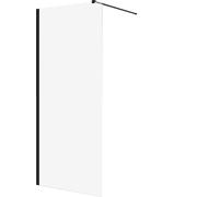 Cabine de douche Walk in, paroi en verre noir 110x195 cm Nano verre trempé 8 mm transparent avec stabilisateur | BADLAND KETIL
