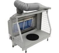 Cabine de peinture pour le modélisme - Poste de travail pour aérographe avec plateau tournant - Double filtre - Éclairage LED - Aspiration 900 l/h - Vitesse de l'air 11 m/s - Tuyau d'évacuation 1,7 m 