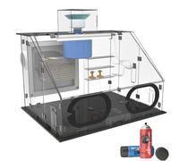 Cabine de pulvérisation pour aérographe avec lampe de séchage chauffante, double ventilateur d'aération et lumière LED pour modélisme, peinture, travaux manuels et ongles - Station de travail pliable