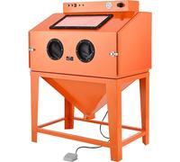Cabine de sablage 435L, sableuse en acier robuste avec kit de deux pistolets de sablage, trémie de 117L et puissant dépoussiéreur de 1200W pour l'élimination de la rouille sur les pièces surdimensionn