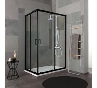 CABINE DOUCHE 70X90 H 190 PROFILE NOIR OPAQUE CRISTAL TRANSPARENT CITY