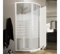 CABINE DOUCHE 80X80CM VERRE SÉRIGRAPHIÉ PROFILS ALUMUNIUM BLANC QUART DE ROND