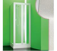 FORTE Cabine de douche angulaire Saturno Ouverture pliante 70×70 cm PVC Crilex acrylique blanche