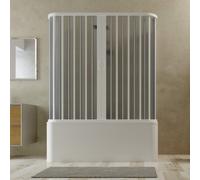CABINE PARE-BAIGNOIRE DOUCHE PLIANTE 3 CoTeS PVC BLANC OUVERTURE CENTRALE H 150