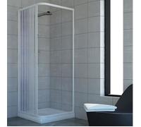 Pinto Cabine de douche d'angle Acquario 90x90 cm 1 porte 90° réductible PVC auto-extinguible blanc