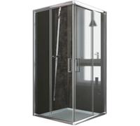 Idralite Cabine de douche Alabama 80x80 H185 verre transparent 6mm portes coulissantes aluminium