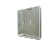 CABINE PAROIS DOUCHE 3 CÔTÉS COULISSANTES 80X170X80 EN PVC BLANC VERRE STAR TRIO