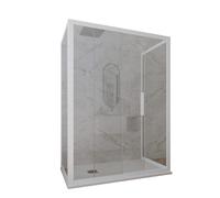 CABINE PAROIS DOUCHE 3 CÔTÉS COULISSANTES 80X110X80 EN PVC BLANC VERRE GLAX