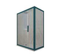 CABINE PAROIS DOUCHE ANGULAIRE COULISSANTE 70X100 EN PVC VERT VERRE DECO DUO