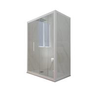 CABINE PAROIS DOUCHE ANGULAIRE COULISSANTE 80X120 EN PVC BLANC MATT DECO DUO