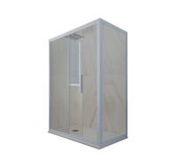 CABINE PAROIS DOUCHE ANGULAIRE COULISSANTE 90X150 PVC BLEU VERRE DECO DUO