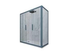 CABINE PAROIS DOUCHE ANGULAIRE COULISSANTE EN PVC BLEU NAVY GLAM DUO