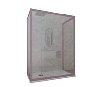 CABINE PAROIS DOUCHE 3 CÔTÉS COULISSANTES 90X150X90 EN PVC LAVANDE VERRE DECO