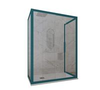 CABINE PAROIS DOUCHE 3 CÔTÉS COULISSANTES 90X150X90 EN PVC VERT VERRE DECO TRIO