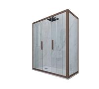 CABINE PAROIS DOUCHE COULISSANTE 80X160 EN PVC CHOCOLAT VERRE GLAM DUO