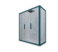 CABINE PAROIS DOUCHE COULISSANTE 90X150 EN PVC VERT NIGHT WATCH VERRE GLAM DUO