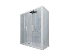 CABINE PAROIS DOUCHE COULISSANTE 90X160 EN PVC BLANC MATT VERRE GLAM DUO
