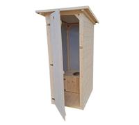 Cabine toilettes sèches extérieur en bois - WC style rustique fabrication artisanale + abattant, seau et sciure 20 L