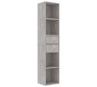 Cabinet à Livres avec 4 Étagères 2 Tiroirs Gris Béton 36x30x171 cm Bois Composé