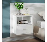 vidaXL Table de Chevet Murale - Blanc Brillant