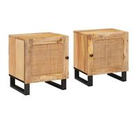Cabinet de chevet en bois de mangue - vidaXL - Naturel - 40x33,5x46 cm - Grand espace de stockage - Assemblage requis