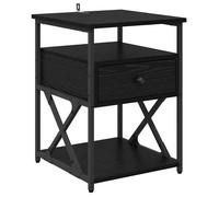 Cabinet de chevet moderne - vidaXL - 40x42x55 cm - Finition noire - Bois d'ingénierie - Tiroir inclus - Cadre métallique