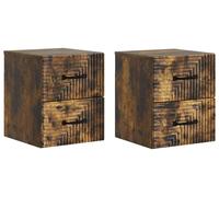 Cabinet de chevet mural 2 pcs Chêne fumé 34,5 x 33 x 40 cm