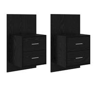 Cabinet de chevet mural - vidaXL - Chêne noir - Bois d'ingénierie - 48.5x32.5x80 cm - Montage mural - Tiroir intégré