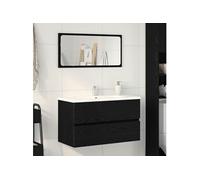 cabinet de lavabo Chêne noir 80x38,5x45 cm Bois d ingénierie