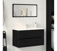 cabinet de lavabo Chêne noir 80x38,5x45 cm Bois d ingénierie Noir