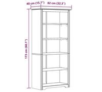 Cabinet de Livre SOLOMOON, CHIC Bibliothèque BODO blanc 82x40x173 cm, bois pin massif 5 niveaux - Pour salon/bureau - BB807
