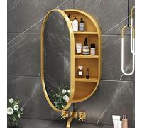 Cabinet de Salle de Bain Miroir Médical Support Murale Moderne | Miroir de salle de bain mural oval avec rangement pratique, idéal pour optimiser l'espace et organiser les produits de beauté
