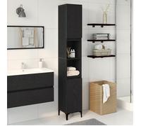 Cabinet de Salle de Bain Noir Chêne 30x30x190 cm Bois d ingénierie